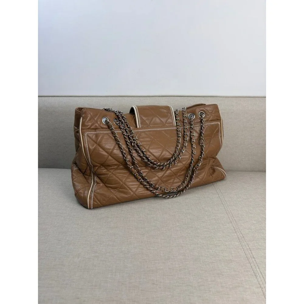 CHANEL Camel Aged Calfskin Reissue Shopping Tote Large SHW